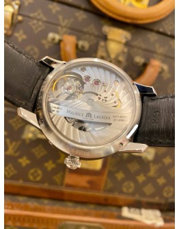 2017 MAURICE LACROIX MASTERPIECE DOUBLE RETROGRADE GMT REF MP6578-SS001-331 BLACK DIAL 43MM AUTOMATIC WATCH -FULL SET-