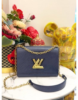 LOUIS VUITTON TWIST MM SHOULDER BAG IN DARK BLUE EPI LEATHER