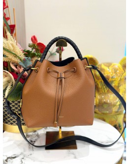 CHLOE MARCIE SMALL BUCKET BAG IN BROWN CALFSKIN LEATHER 