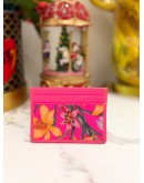 GUCCI FLORA ZUMI CARD HOLDER IN NEON PINK 
