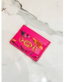 GUCCI FLORA ZUMI CARD HOLDER IN NEON PINK 