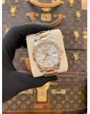(UNUSED) 2023 ROLEX DATEJUST 36 HALF 18K 750 ROSE GOLD REF 126231 SILVER PALM DIAL 36MM AUTOMATIC WATCH -FULL SET-