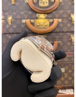 (UNUSED) 2023 ROLEX DATEJUST 36 HALF 18K 750 ROSE GOLD REF 126231 SILVER PALM DIAL 36MM AUTOMATIC WATCH -FULL SET-