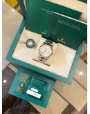 (UNUSED) 2023 ROLEX DATEJUST 36 HALF 18K 750 ROSE GOLD REF 126231 SILVER PALM DIAL 36MM AUTOMATIC WATCH -FULL SET-