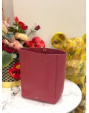 CELINE SANGLE SMALL BUCKET BAG IN RUBY RED GRAINED CALFSKIN LEATHER 