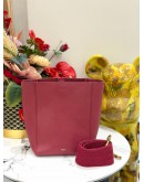 CELINE SANGLE SMALL BUCKET BAG IN RUBY RED GRAINED CALFSKIN LEATHER 