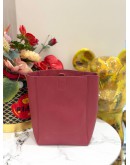 CELINE SANGLE SMALL BUCKET BAG IN RUBY RED GRAINED CALFSKIN LEATHER 