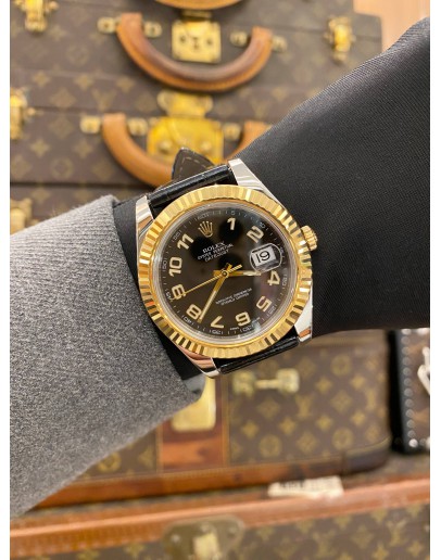 (LIKE NEW) 2013 ROLEX DATEJUST II 18K 750 YELLOW GOLD REF 116333 BLACK DIAL 41MM AUTOMATIC WATCH