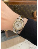 (LIKE NEW) 2011 TUDOR CLASSIC DATE REF 22023 HALF 18K 750 YELLOW GOLD DIAMOND BEZEL DIAMOND DIAL 28MM AUTOMATIC WATCH -FULL SET-