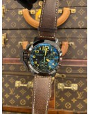 2022 GRAHAM CHRONOFIGHTER OVERSIZE REF 2CCAU.B09A GREEN FLASH DIAL WITH YELLOW ARABIC NUMERALS 47MM AUTOMATIC WATCH