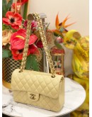 (LIKE NEW) MICROCHIP CHANEL CLASSIC DOUBLE FLAP SMALL BEIGE CAVIAR LEATHER GHW   