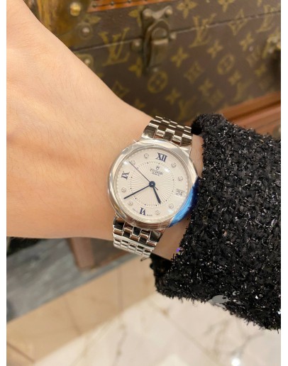 (BRAND NEW) 2024 TUDOR CLAIR DE ROSE REF 35800 SILVER SUNRAY DIAL WITH DIAMOND 34MM AUTOMATIC WATCH -FULL SET-