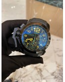 (UNUSED) 2022 GRAHAM CHRONOFIGHTER OVERSIZE GREEN FLASH DIAL WITH YELLOW ARABIC NUMERALS 47MM AUTOMATIC WATCH -FULL SET-