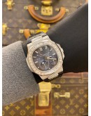 (LIKE NEW) PATEK PHILIPPE NAUTILUS AFTER DIAMOND 18K 750 WHITE GOLD REF 5712G BLUE DIAL 40MM X 38MM AUTOMATIC WATCH