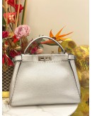 FENDI METALLIC SILVER SELLERIA PEEKABOO TOTE BAG 