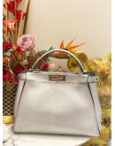 FENDI METALLIC SILVER SELLERIA PEEKABOO TOTE BAG 