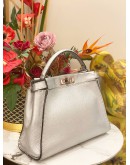 FENDI METALLIC SILVER SELLERIA PEEKABOO TOTE BAG 