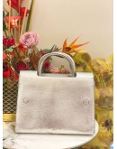CHRISTIAN DIOR DIOREVER  TOP HANDLE BAG IN SILVER CRINKLE PATENT LEATHER 