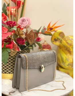 BVLGARI SERPENTI GREY SHOULDER BAG