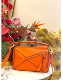 LOEWE PUZZLE BAG IN ORANGE CALFSKIN LEATHER 