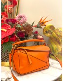 LOEWE PUZZLE BAG IN ORANGE CALFSKIN LEATHER 