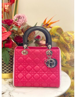 (LIKE NEW) CHRISTIAN DIOR MEDIUM LADY DIOR MY ABCDIOR IN TRI COLOR LAMBSKIN LEATHER