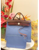 (LIKE NEW) HERMES HERBAG PM 31 CANVAS WITH BROWN CALFSKIN LEATHER CROSSBODY BAG 