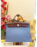 (LIKE NEW) HERMES HERBAG PM 31 CANVAS WITH BROWN CALFSKIN LEATHER CROSSBODY BAG 