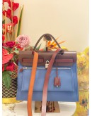 (LIKE NEW) HERMES HERBAG PM 31 CANVAS WITH BROWN CALFSKIN LEATHER CROSSBODY BAG 