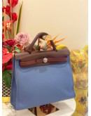 (LIKE NEW) HERMES HERBAG PM 31 CANVAS WITH BROWN CALFSKIN LEATHER CROSSBODY BAG 