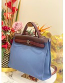 (LIKE NEW) HERMES HERBAG PM 31 CANVAS WITH BROWN CALFSKIN LEATHER CROSSBODY BAG 