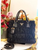 PRADA TESSUTO GAUFRE BLACK TOTE BAG WITH STRAP