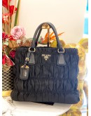 PRADA TESSUTO GAUFRE BLACK TOTE BAG WITH STRAP