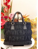 PRADA TESSUTO GAUFRE BLACK TOTE BAG WITH STRAP