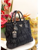 PRADA TESSUTO GAUFRE BLACK TOTE BAG WITH STRAP