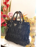 PRADA TESSUTO GAUFRE BLACK TOTE BAG WITH STRAP