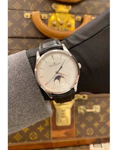 (UNUSED) 2022 JAEGER-LECOULTRE MASTER ULTRA THIN MOON FACE REF Q1368430 SILVER DIAL 39MM AUTOMATIC WATCH -FULL SET-