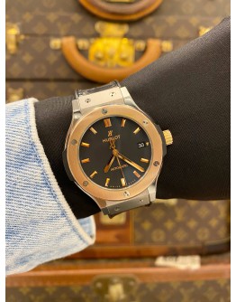 (LIKE NEW) 2019 HUBLOT CLASSIC FUSION 18K 750 ROSE GOLD REF 565.NO.1181.LR BLACK DIAL 38MM AUTOMATIC WATCH -FULL SET-