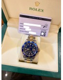 (LIKE NEW) 2011 ROLEX SUBMARINER DATE HALF 18K 750 YELLOW GOLD REF 16613 BLUE DIAL 40MM AUTOMATIC WATCH