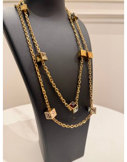 (UNUSED) LOUIS VUITTON MULTICOLOR SWAROVSKI CRYSTAL GAMBLE LONG NECKLACE 