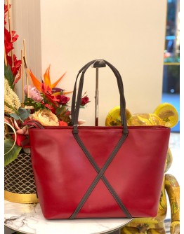 TUMI TOTE BAG IN RED LEATHER 