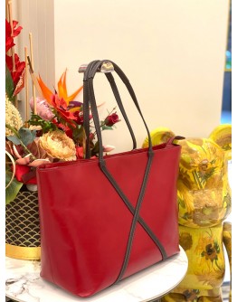 TUMI TOTE BAG IN RED LEATHER 