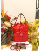 (LIKE NEW) PRADA GEOMETRIC PATTERN NYLON BUCKET BAG IN RED 
