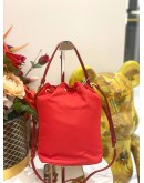 (LIKE NEW) PRADA GEOMETRIC PATTERN NYLON BUCKET BAG IN RED 