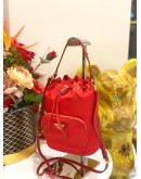 (LIKE NEW) PRADA GEOMETRIC PATTERN NYLON BUCKET BAG IN RED 