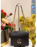 GUCCI INTERLOCKING G CHAIN SHOULDER BAG IN BLACK LEATHER 