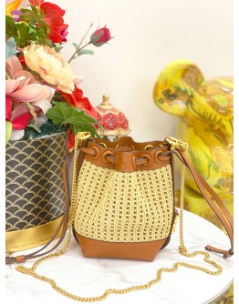 CHLOE RAFFIA MICRO MARCIE BUCKLE BAG IN BROWN 