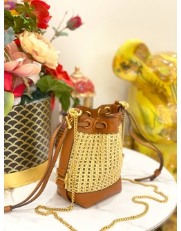 CHLOE RAFFIA MICRO MARCIE BUCKLE BAG IN BROWN 