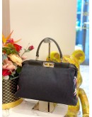 (LIKE NEW) FENDI NAVY BEADED DENIM PEEKABOO SATCHEL BAG
