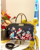 (LIKE NEW) FENDI NAVY BEADED DENIM PEEKABOO SATCHEL BAG